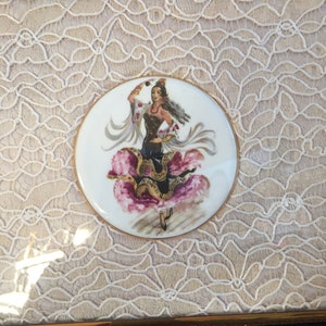 Vintage MCM Vanity tray Spanish dancer with lace background