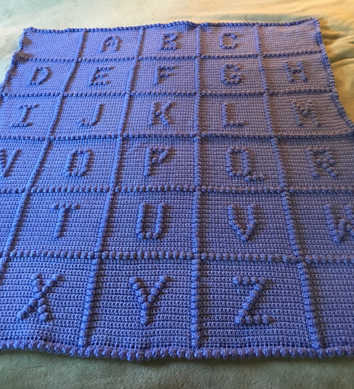 Alphabet Bobble or Popcorn Crocheted Blanket Etsy