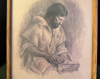 Vintage Frances Hook 'The Carpenter' Framed Lithograph - 11x14 - Excellent Condition