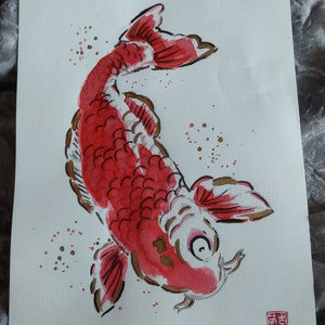 Koi , koi art, Japanese koi, red gold koi