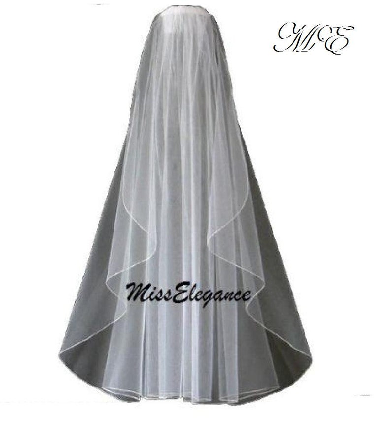 Bridal Veil 1 tier Wedding veil SHIMMERY WHITE Pencil edge Veil.Available in Shoulder 23inches to Cathedral 108 Inch Length