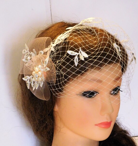 1920 S Birdcage Veil Boho Gatsby Wedding Hairpiece Crystal Etsy