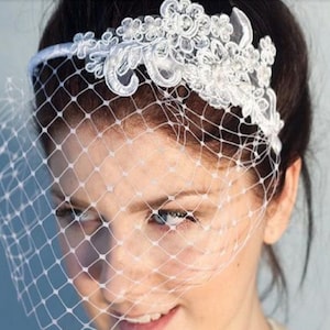 Birdcage veil Blusher Veil Birdcage veil, Fascinator, Hair Accessory #wedding Lace Headband veil, Bridal hair piece, Wedding hair piece