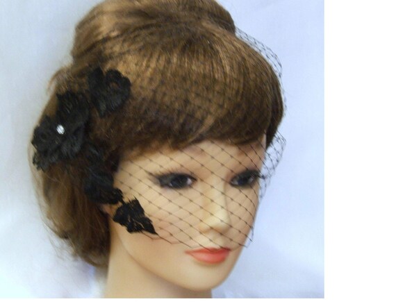 Black Bridal Birdcage Veil Franch Net Weddingcocktail Bandeau Etsy