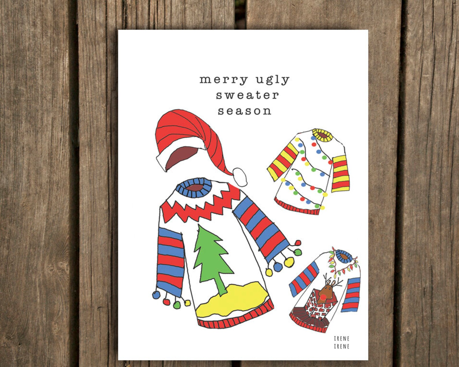 Ugly Sweater Card Instant Download Funny Holiday Card Etsy