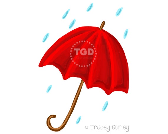 Roter Regenschirm Clipart Regen Und Regenschirm Clipart Etsy