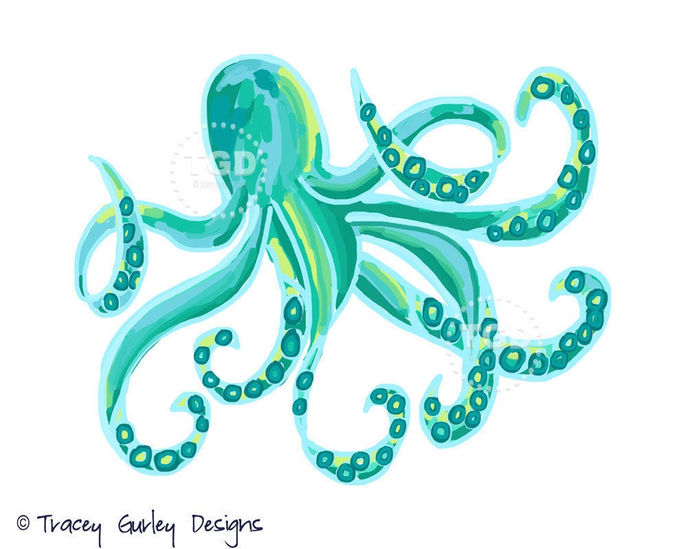 Octopus Clip Art Watercolor Octopus Octopus Art Preppy Art | Etsy
