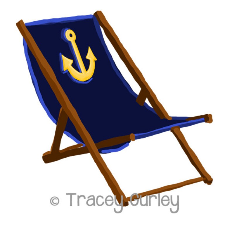 Navy Beach Chair With Anchor With And Without Sand Original Art 3 Files Beach Chair Clip Art Beach Chair Printable