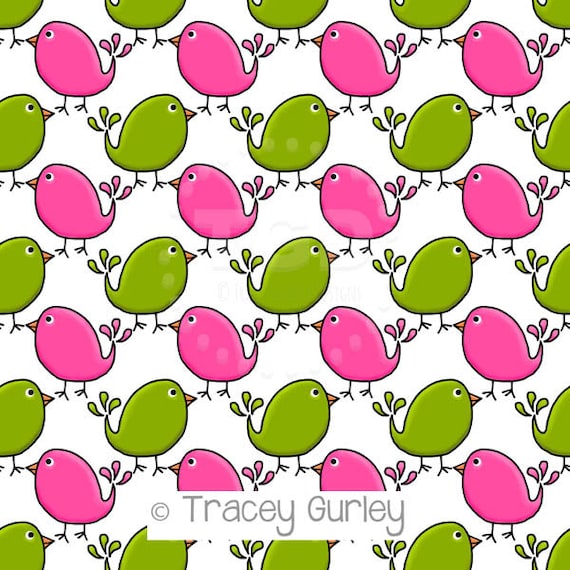 preppy cute birds pink and green digital paper preppy etsy