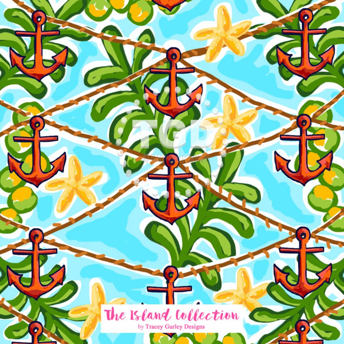 Preppy Orange Anchors Digital Paper Original Art Download Etsy