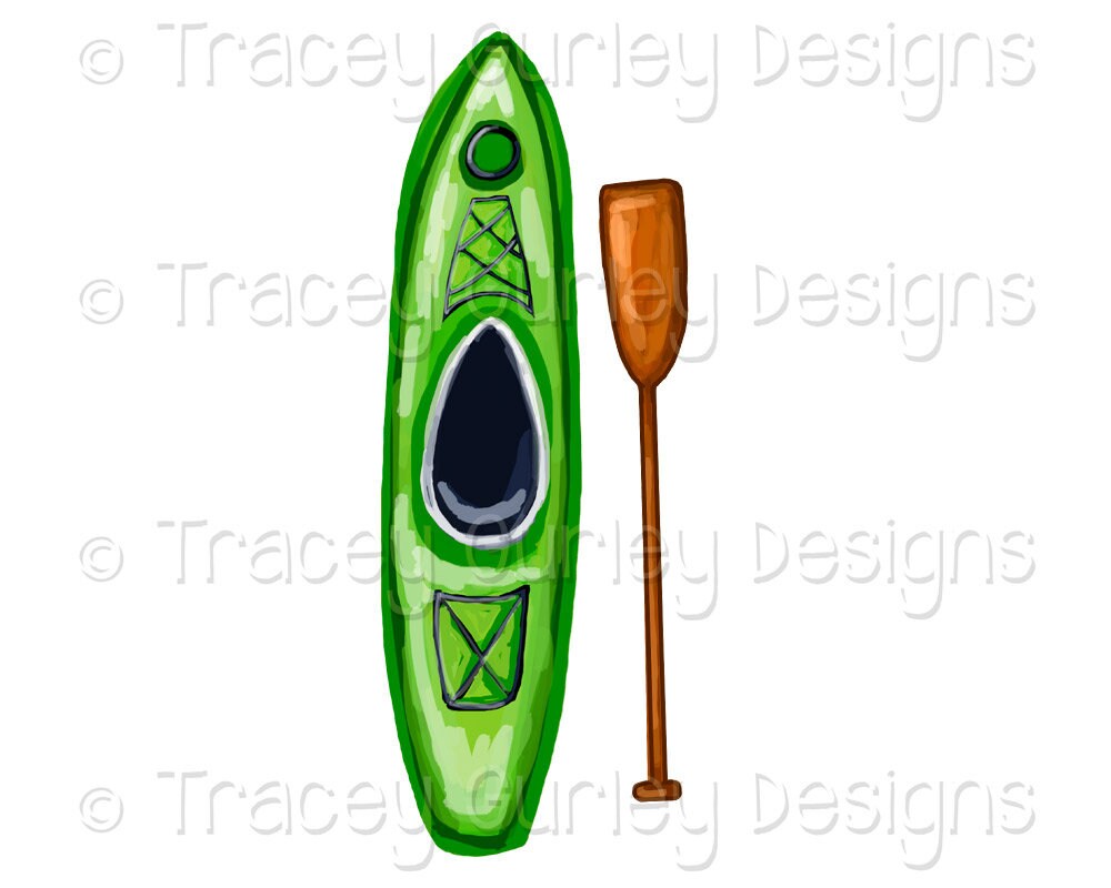 Green Kayak Clip Art Oar Clip Art Lake Clip Art Kayak Etsy