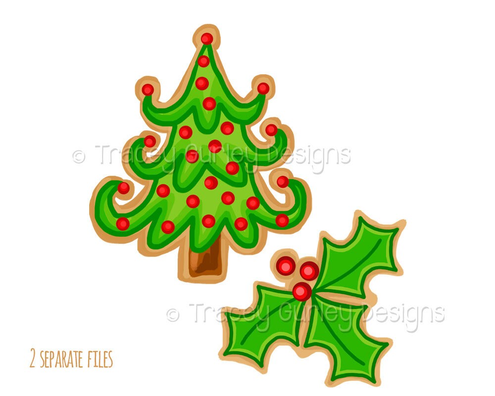 Christmas cookie clipart Christmas tree clip art holly clip | Etsy