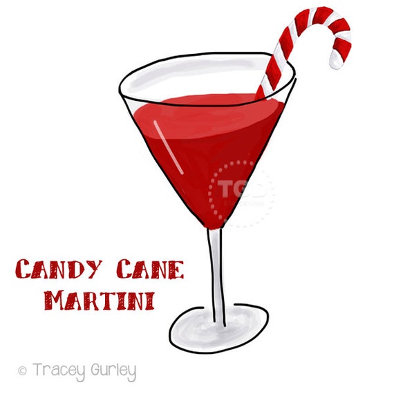 Candy Cane Martini Clip Art Peppermint Martini Clip Art Etsy