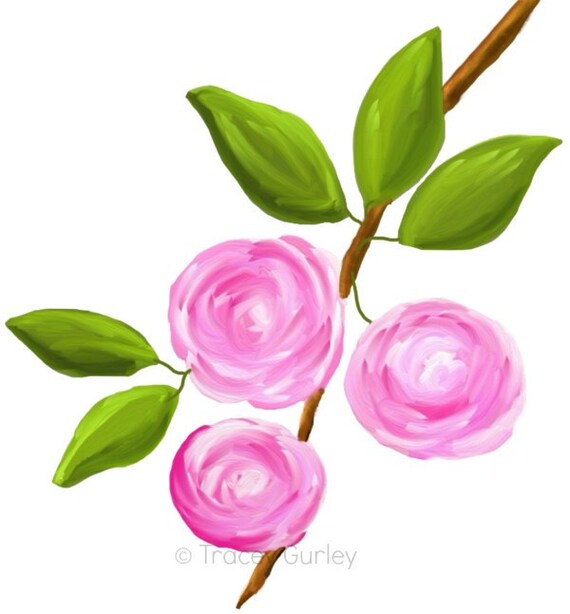 Rose Clip Art Watercolor Flower Clipart Watercolor Rose Etsy