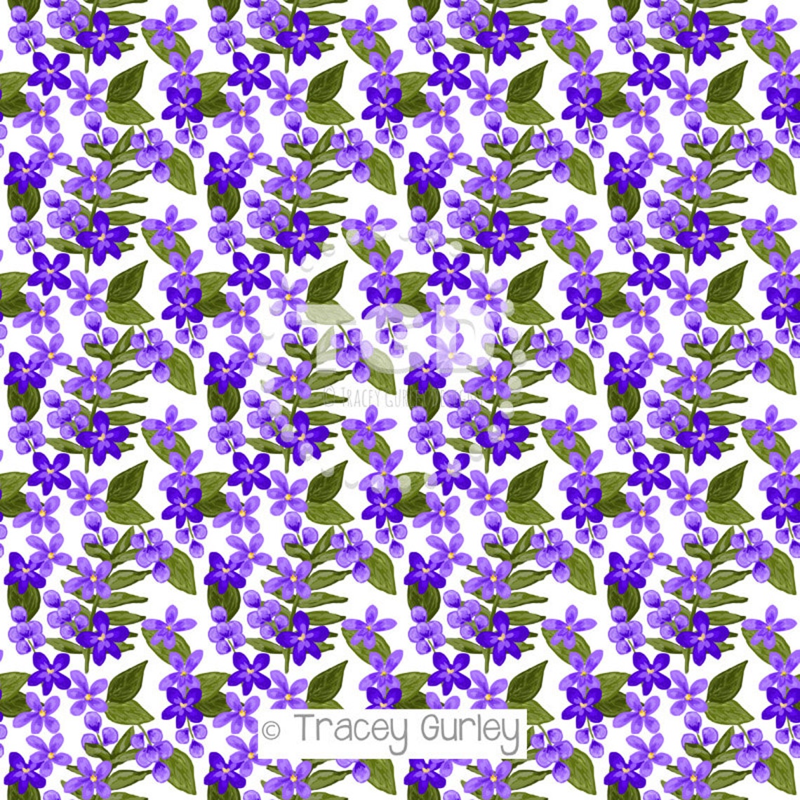 Violet Flower Digital Paper Original Art Violets Digital Etsy