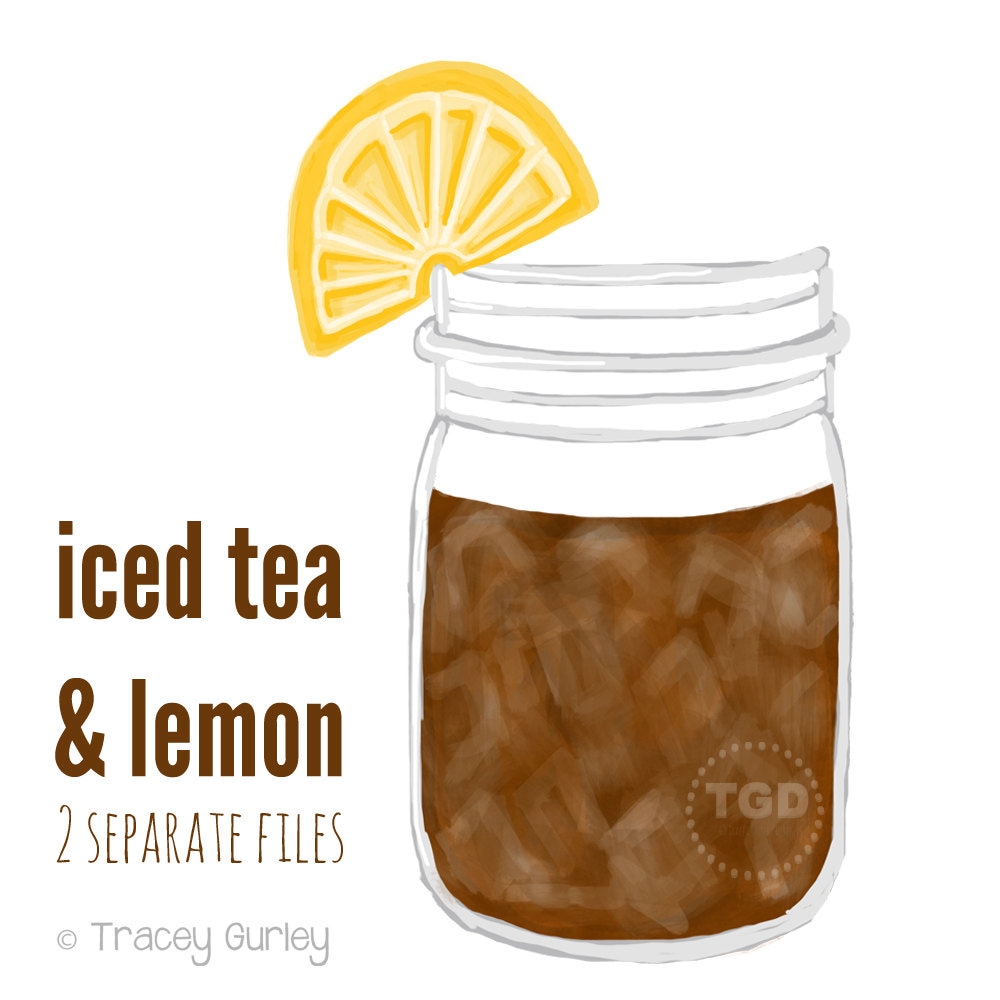 Iced Tea Mason Jar Clip Art Mason Jar With Lemon Etsy