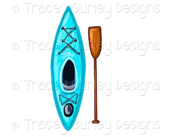 Turquoise Kayak clip art, Oar clip art, lake clip art, kayak clipart, lake clipart, sports clip art, water sports, digital clip art