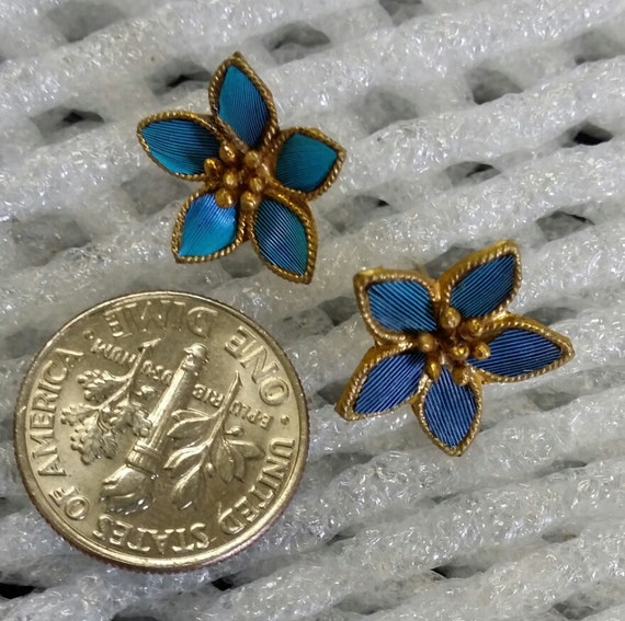 Vintage Chinese Kingfisher Feather  Stud Earrings… - image 3