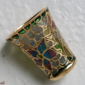 VINTAGE Chinese transparent cloisonne thimble