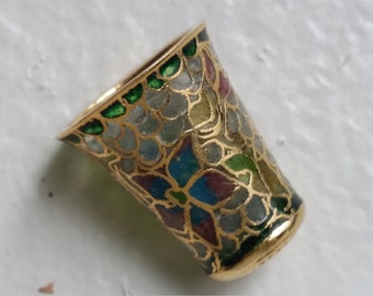 VINTAGE Chinese transparent cloisonne thimble