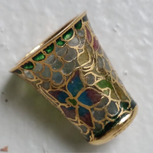 VINTAGE Chinese transparent cloisonne thimble