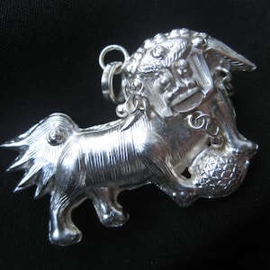 Hand Made Vintage Silver Northern Chinese Lion Charm