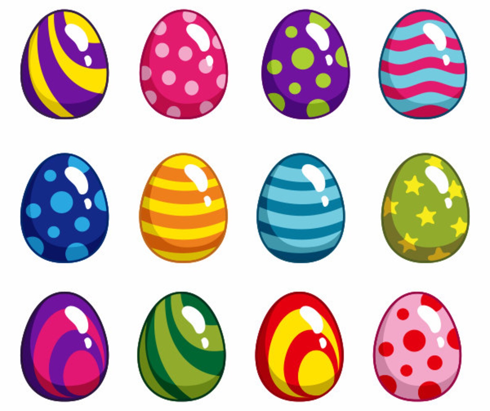 Bright Cute Easter Eggs Digital Clip Art 2 Instant Download Etsy