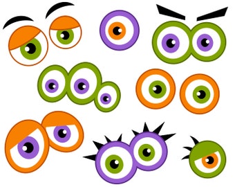 Monster Eyes Digital Clip Art, Cute Monster Eyes, Halloween Monster Faces, Monster Printable Photo Booth Props - Instant Download - YDC143