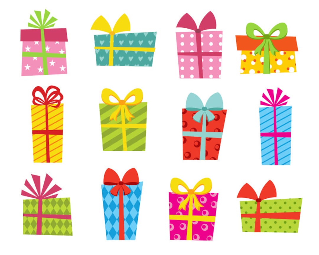 Presents Clip Art, Bright Gift Boxes Clip Art, Giftbox Clip Art