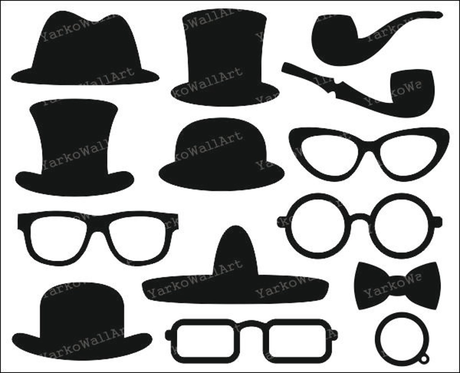 Top Hat Clip Art Glasses Monocle Bow Tie Little Man Etsy
