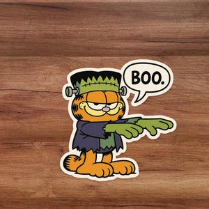 Garfield Frankenstein Halloween Sticker: Retro Comic Fan Art Decal