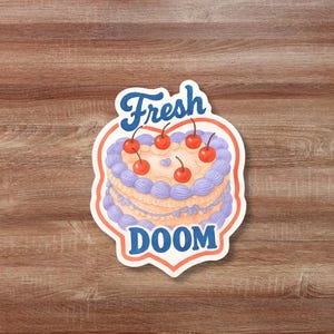 Retro Fresh Doom Cake Sticker - Wasserfester Vinyl-Laptopaufkleber
