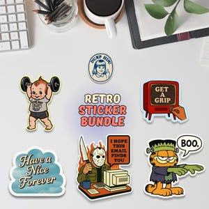 Retro Spooky Sticker Set - 6er Set Retro und Spooky Sticker Bundle, einzigartige Retro Aufkleber für Journals, Laptops, Wasserflaschen