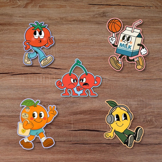 Kawaii Fruit Sticker Pack: Retro Vinyl Decals for Laptop, Water Bottle