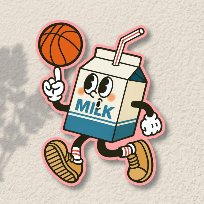 Retro Fruit Sticker Pack – Cute Kawaii Vinyl Food Stickers (Tomato, Cherries, Orange, Lemon, Milk Carton)