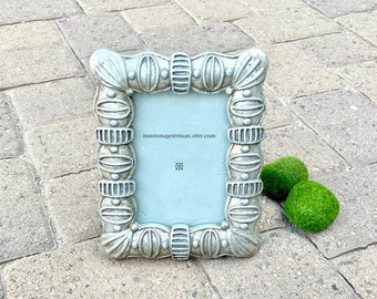 Funky Tiki Picture Frames. Vintage. Holds 5x7" Photo. Modern. Muted Champagne Silver Finish. Embossed Design. Wedding, Honeymoon Memories.