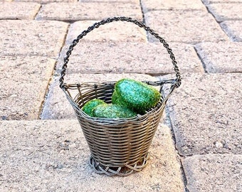 Small Woven Metal Basket. Vintage. Silverplate Wire, Artisan. Serving. Romantic. French. Holiday Basket. Candy Dish. Home Decor. Chic. Sweet