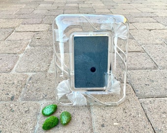 Gingko Leaves Crystal Picture Frame. Vintage. Holds 4x6" Photo. Luxury. Clear. Rounded edge. Removable Back. Elegant. Outdoor Wedding.