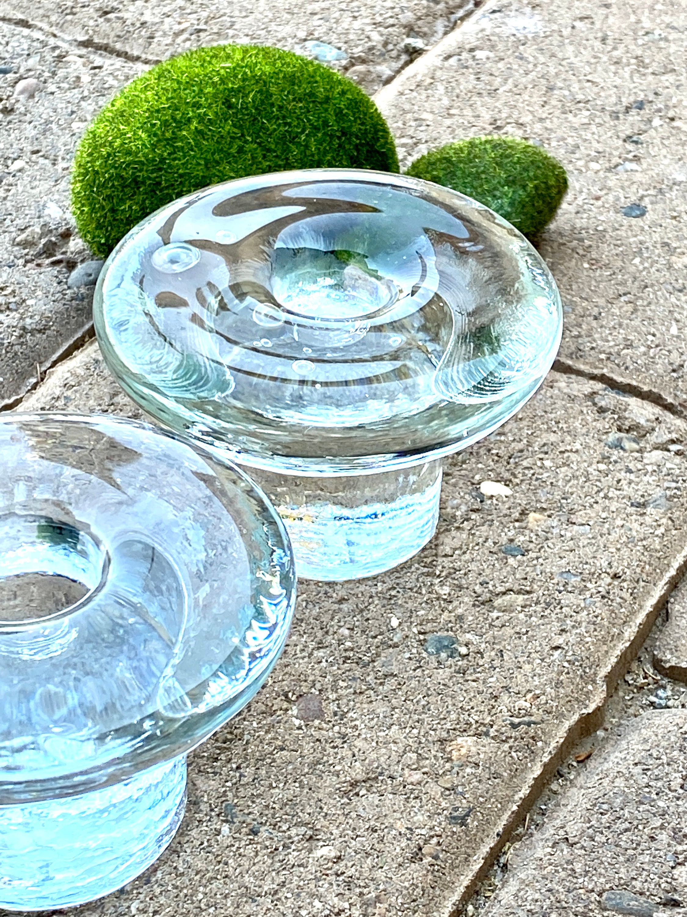 KOSTA BODA Crystal Ice Candle Holders. Vintage. Pair. Clear. Taper