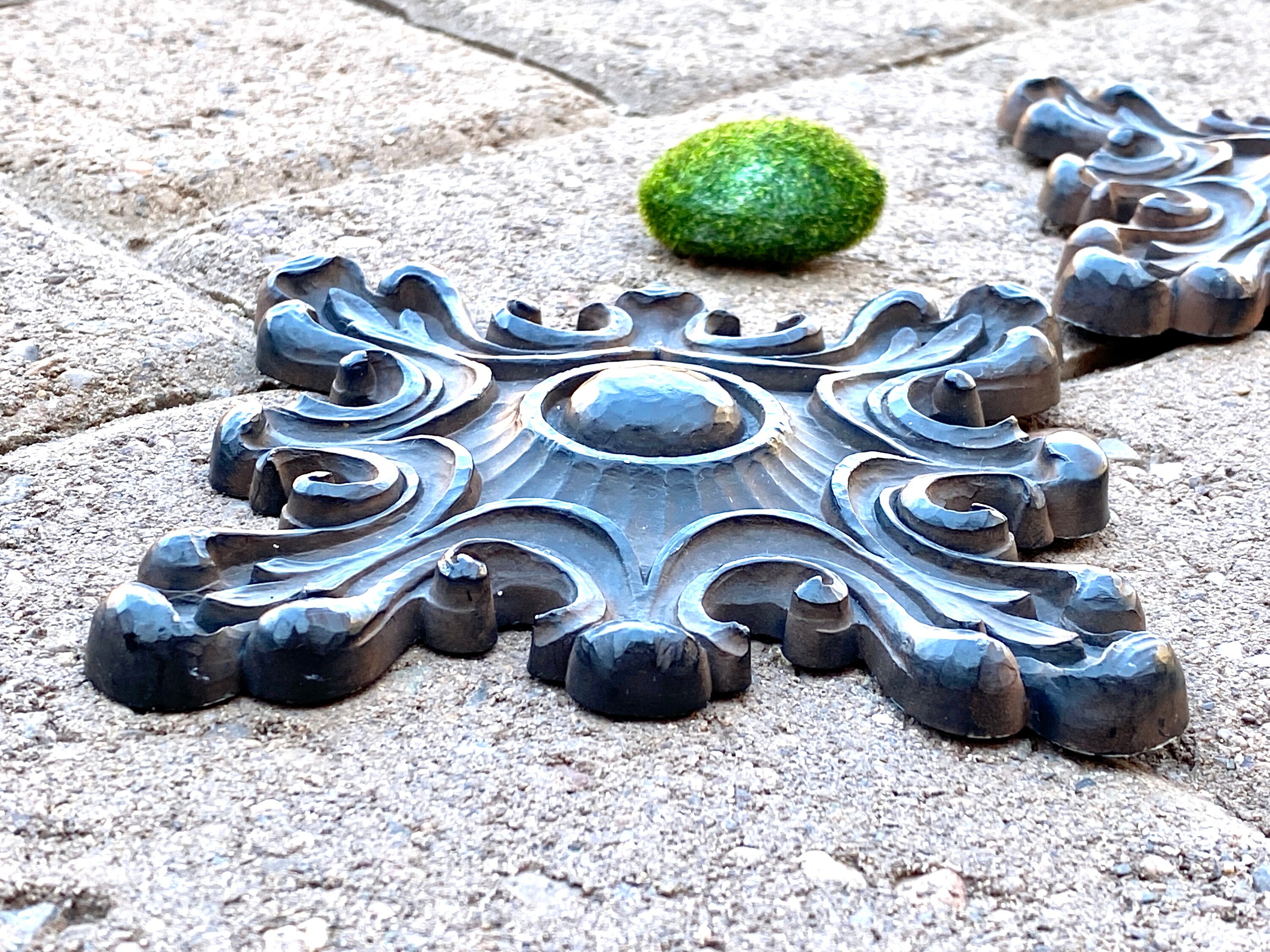 Pair Rustic Architectural Salvage. Vintage. Brown. Medallion Wall
