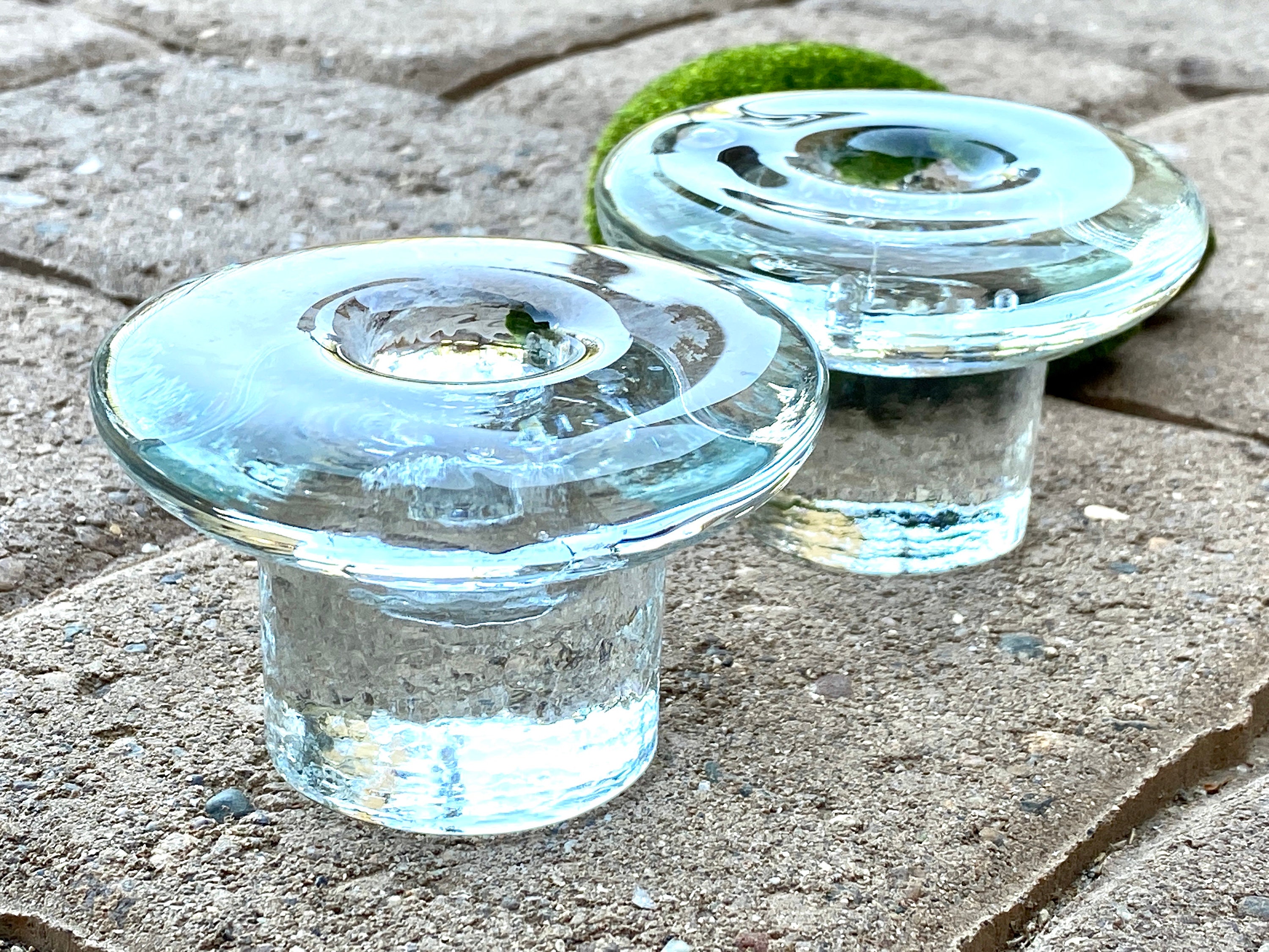 KOSTA BODA Crystal Ice Candle Holders. Vintage. Pair. Clear. Taper