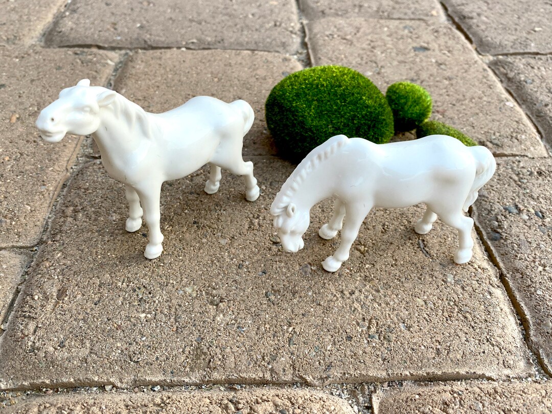 White Porcelain Horse Figurines. Vintage. Equestrian Mare Etsy