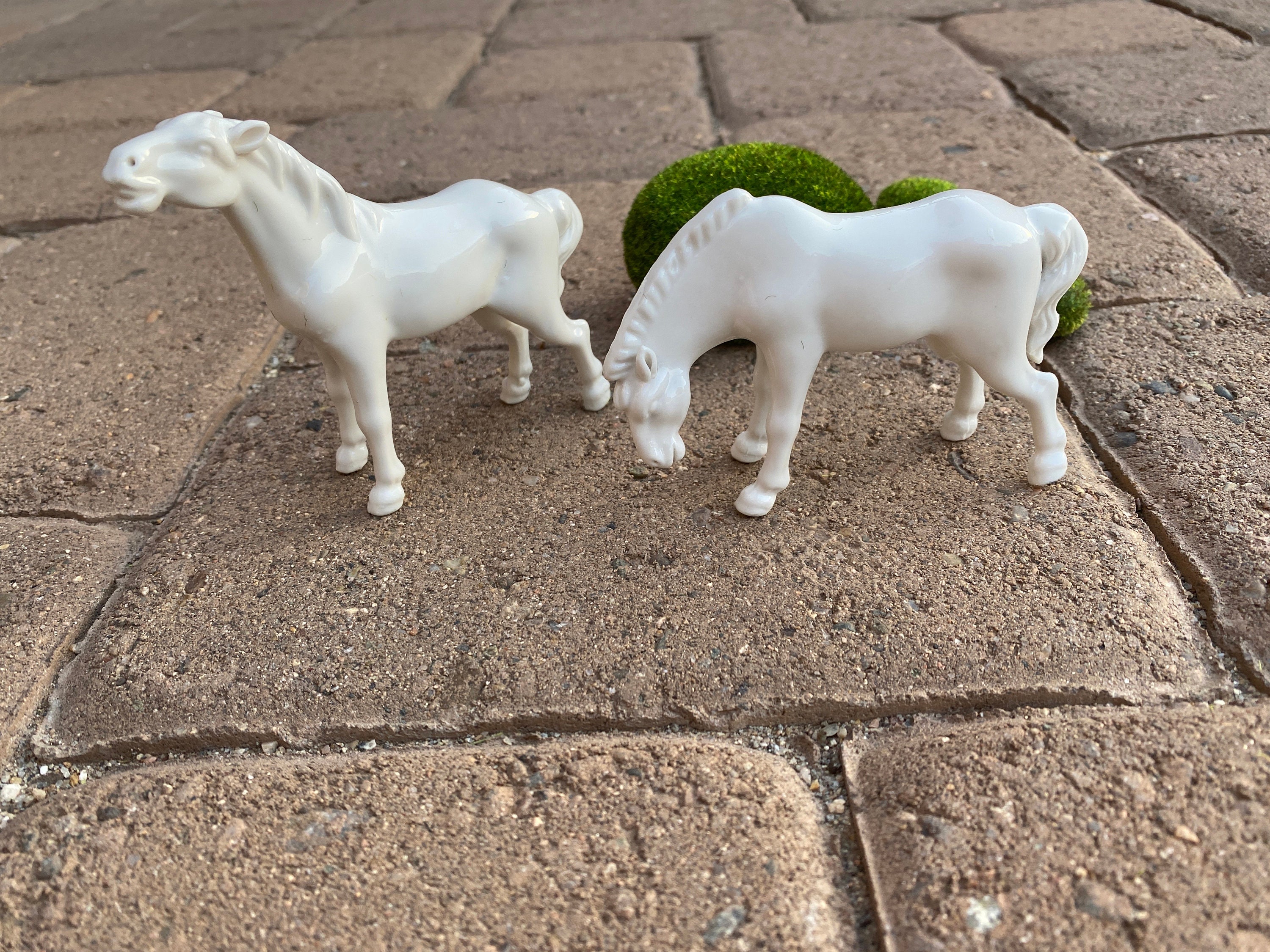 White Porcelain Horse Figurines. Vintage. Equestrian Mare Etsy