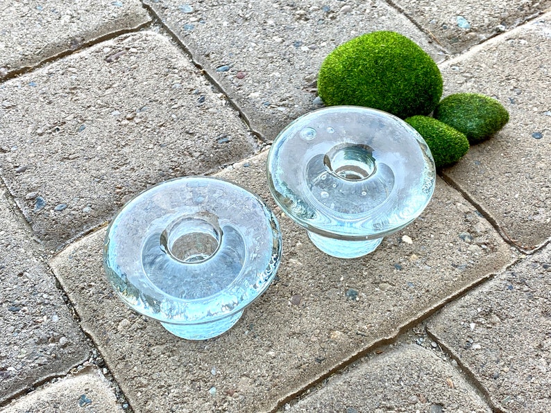 KOSTA BODA Crystal Ice Candle Holders. Vintage. Pair. Clear. Etsy