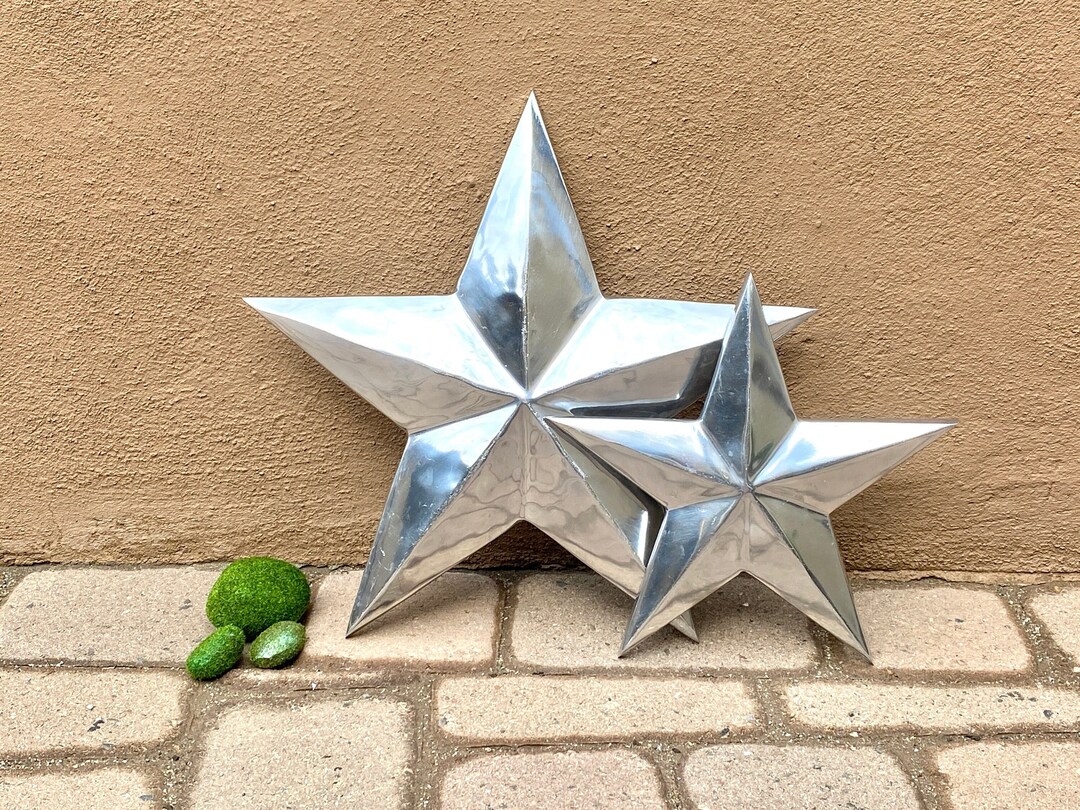 Large Polished Pewter Wall Hanging STARS. Vintage. Modern. Silver