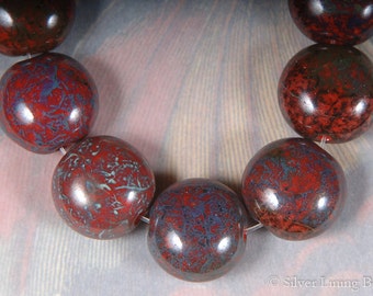 Square 10mm Crimson Tiles 6 - Czech Glass Bead