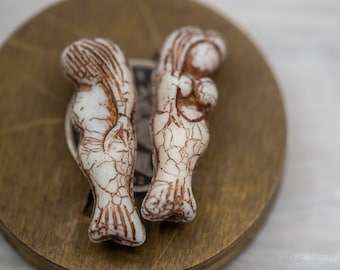 NOVITÀ! Sirene d'avorio (2) - Perlina di sirena in vetro ceco di alta qualità - 5 x 25 mm