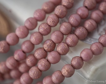 ROSY SALMON DOTS 50 perle di vetro ceco di prima qualità Druk rotonde - 4 mm