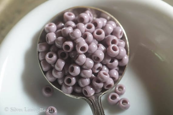 Muted Lilac Dots: TOHO Seed Beads 6/0, Opaque Lavender, Japanese Seed Beads, Size 6, Rocailles