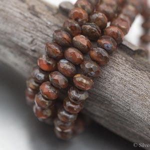 ROASTED PUMPKIN Bits 30 Premium Czech Glass 3x5 Rondelle Beads - 3x5mm Faceted Rondelle